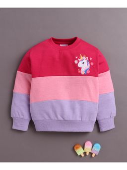 Bumzee - Pink Girls Full Sleeves Cotton Sweatshirt