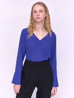 Cover Story - Eve Dark Blue Wrap Top