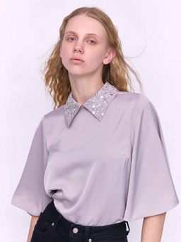 Cover Story - Grey Satin Top