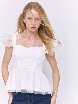 Cover Story - Kelly White Peplum Top