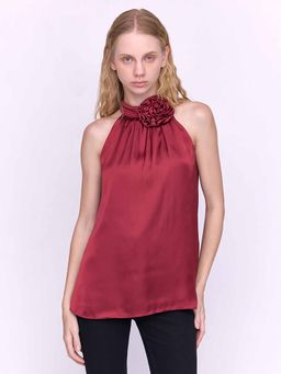 Cover Story - Zalda Maroon Sleeveless Top