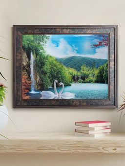 Art Street - Framed 5D Wall Art Print Two Swan In The Lake Wall Painting