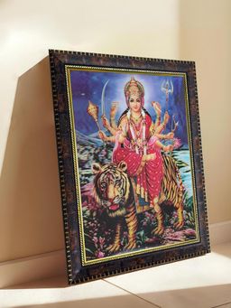Art Street - Framed 5D Wall Art Print Sherawali Maa Durga Wall Painting