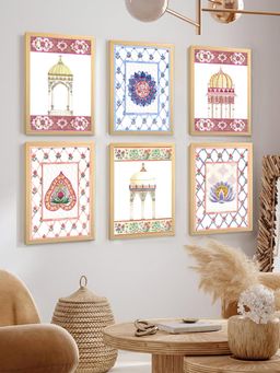 Art Street - Traditional Indian Mughal Floral Motif Inspired Painting For Living Room, Wall Art