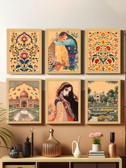 Art Street - Madhubani Floral Mughal Garden Wall Art Print For Home Living Room