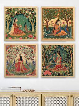 Art Street - Mughal Inspired Indian Women Wall Art Print For Home (Set of 4)
