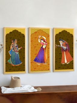 Art Street - Dancing Ladies With Musicians Wall Art Print For Home (Set of 3)