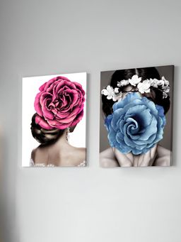 Art Street - Floral Theme Set Of 2 Stretched Canvas Art Print For Home Decor