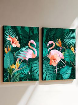 Art Street - Flamingo Wall Art Stretched Canvas Set Of 2 Painting For Home Decor