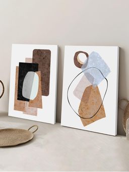 Art Street - White Background Abstract Theme Set Of 2 Stretched CanvasPainting For Home