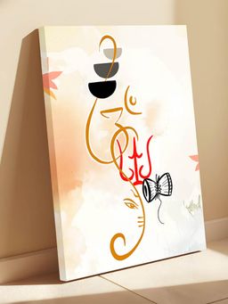 Art Street - Stretched Canvas Wall Art Painting, Abstract Modern Om Ganesha Minimalist Art