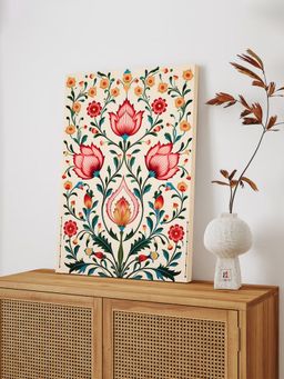 Art Street - Indian Floral Pattern Wall Art Stretched Canvas For Home Decor, Wall Decoration
