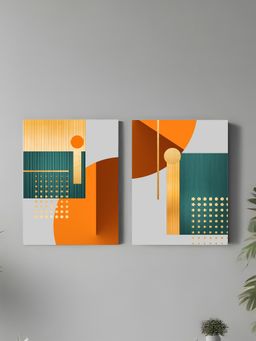 Art Street - Abstract Solid Geometry Canvas Painting For Living Room, Wall Art