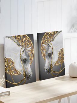 Art Street - Golden Bridle Horse Canvas Painting For Living Room, Wall Art