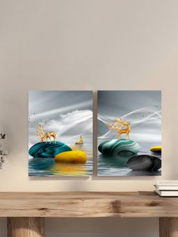 Art Street - Geometric Semi Circle Canvas Painting For Living Room, Wall Art