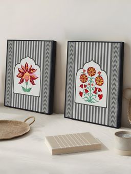 Art Street - Indian Lotus Motif Canvas Painting For Living Room, Wall Art