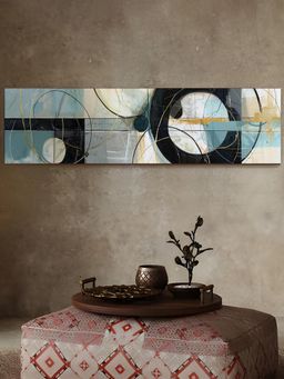 Art Street - Geometric Circle Abstract Black Canvas Painting For Living Room, Wall Art