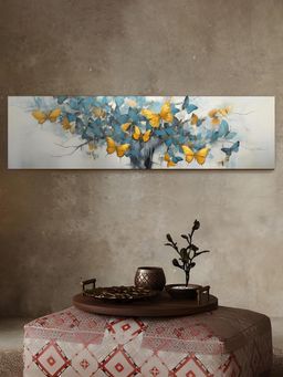 Art Street - Abstract Tree With Yellow Butterfly Canvas Painting For Living Room, Wall Art