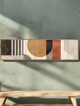 Art Street - Abstract Geometric Circle Canvas Painting For Living Room, Wall Art