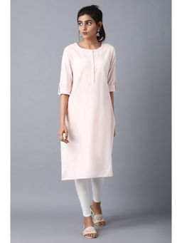 W - Pink Solid Kurta