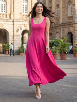 Uptownie - Pink Solid Regular Dress