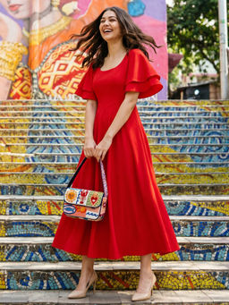Uptownie - Red Solid Regular Dress