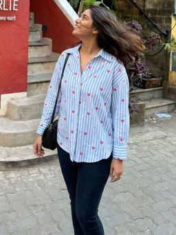 Uptownie - Women's Blue Stripes Shirt