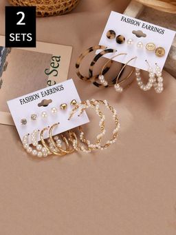 Jewels Galaxy - Gold Plated Multi Studs and Hoop Earrings Set of 12