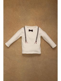 One Friday - Baby Boys Off White Solid T-Shirt