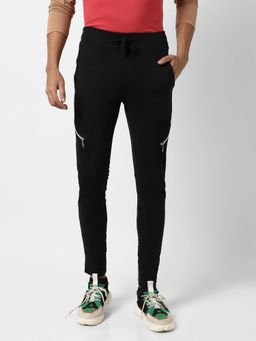 Campus Sutra - Men Black Side Zip Regular Fit Trackpants