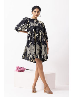 The Indian Cause - Black Block Printed Tahiti Dress