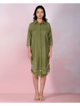The House of Hemp - Women Hemp and Lyocell Green Fringe Dress
