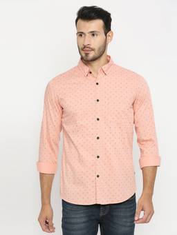 Spykar - Pink Cotton Full Sleeve Printed Shirt for Men