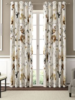 GM - Printed Grommet Curtain Panel 52 x 84 Inch (Set of 2) Beige