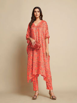Anubhutee - Womens Pink Casual Printed Kaftan (Set of 2)