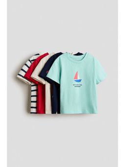 H&M - Boys Blue 5-Pack Jersey T-Shirts