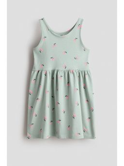 H&M - Girls Green Patterned Cotton Dress