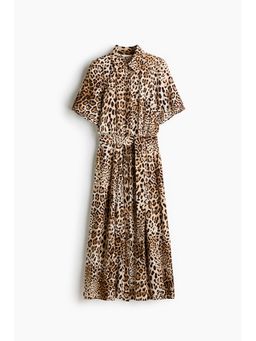 H&M - Women Beige Tie-Belt Shirt Dress