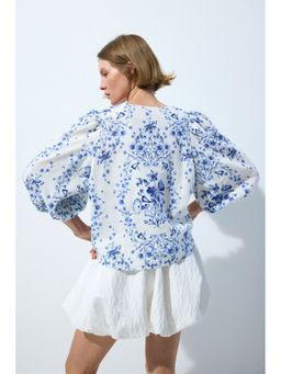 H&M - Women Blue Linen-Blend Blouse