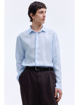 H&M - Men Blue Slim Fit Linen Shirt