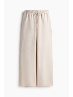 H&M - Women Beige Linen-Blend Trousers