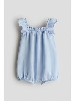 H&M - Girls Blue Linen Romper Suit