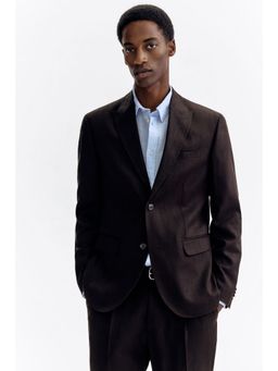 H&M - Men Brown Regular Fit Linen-Blend Jacket