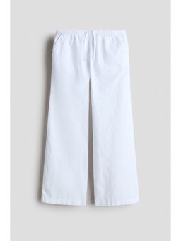 H&M - Girls White Linen-Blend Trousers