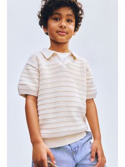 H&M - Boys Beige Knitted Polo Shirt
