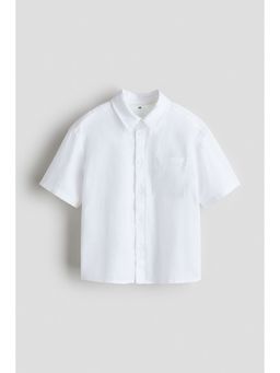 H&M - Boys White Short-Sleeved Linen-Blend Shirt