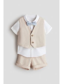 H&M - Boys Beige 4-Piece Linen-Blend Dressy Set