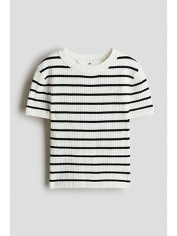H&M - Girls White Short Rib-Knit Top