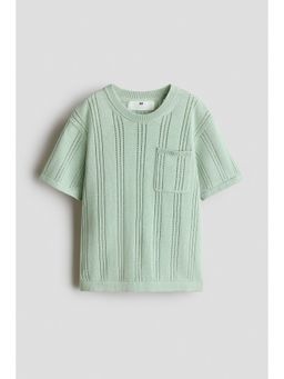H&M - Boys Green Textured-Knit Cotton T-Shirt