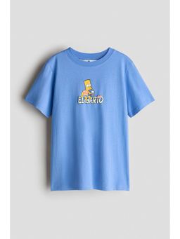 H&M - Boys Blue Print-Motif Cotton T-Shirt